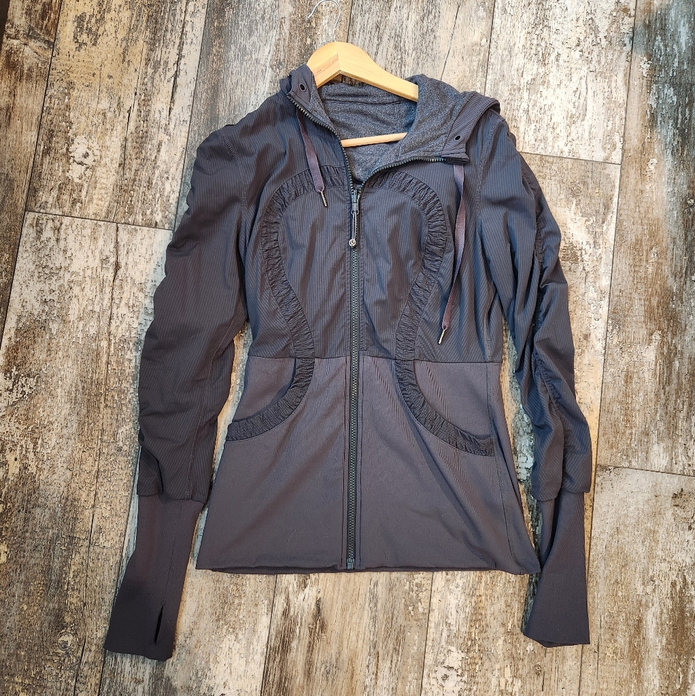 lululemon athletica Charcoal Hooded Zip Bomber Jacket